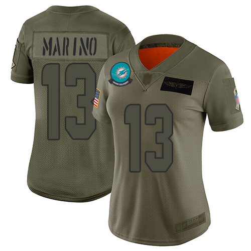 Nike Miami Dolphins #13 Dan Marino Camo Women Stitched NFL Limited 2019 Salute to Service Jersey->new orleans saints->NFL Jersey